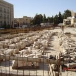 ממילא, ירושלים. כמויות אבן שפורקו לקראת אחסון והרכבה מחדש. 